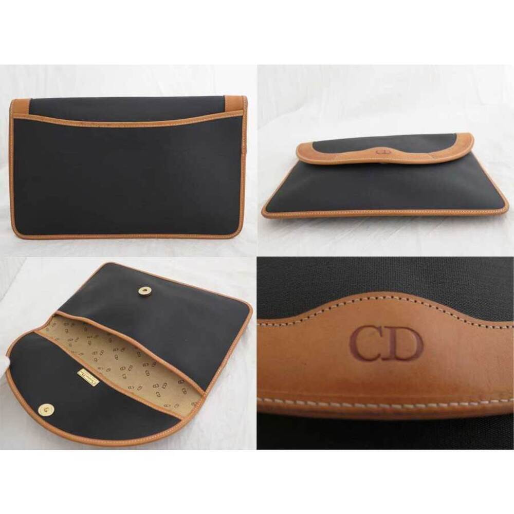 Dior leather black bag Shoulder clutch Christian logo brown